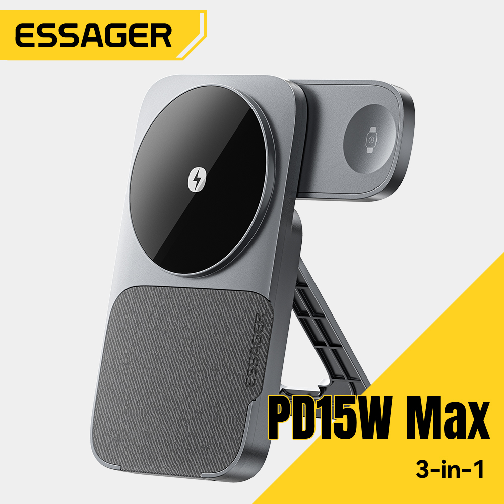 Smartwatch Watches Compatible With Iphone - Essager 3-em-1 portátil dobrável carregador sem