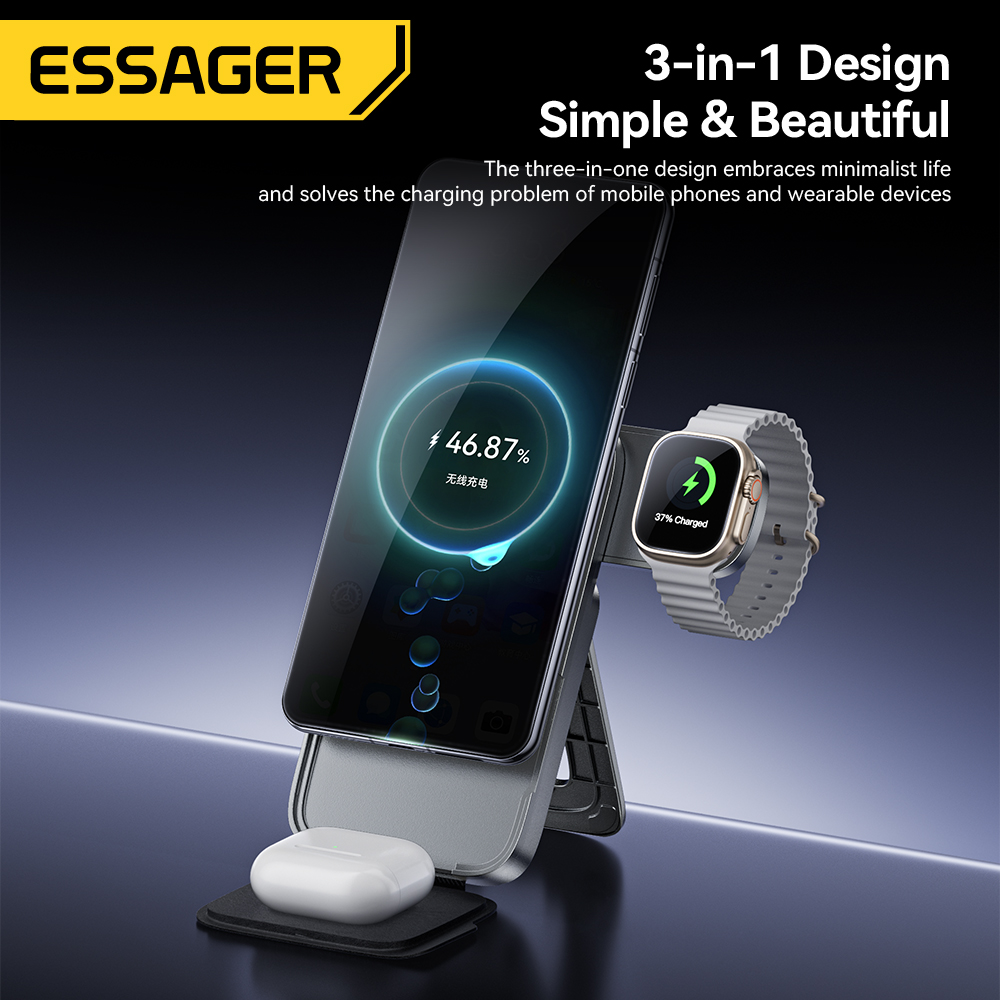 Essager 3-em-1 portátil dobráv - Smartwatch Watches Compatible With Iphone avaliação e preço