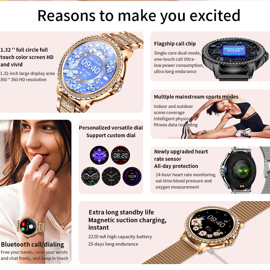 696 nova chamada de dente azul - Smartwatch Ladies Watches For Women avaliação e preço